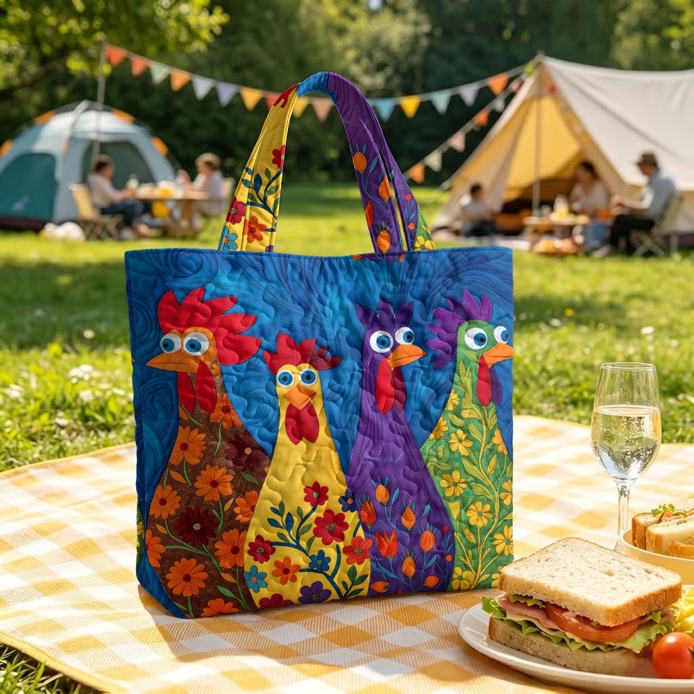 Women's Tote Bag, Chicken Print Quilted Design, Multiple Specifications , Lightweight Casual Handbag, Perfect For Travel, Beach, Gym, Vacation And Daily