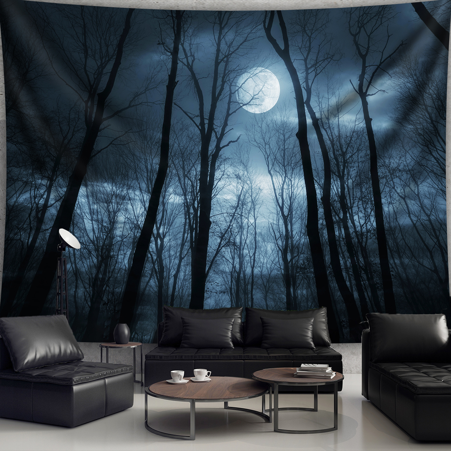 TEMU A Large Black And Moon Night Scene High-definition Aesthetic Tapestry, Made Of Polyester Fabric For Wall Decoration, Perfect As A Birthday Gift