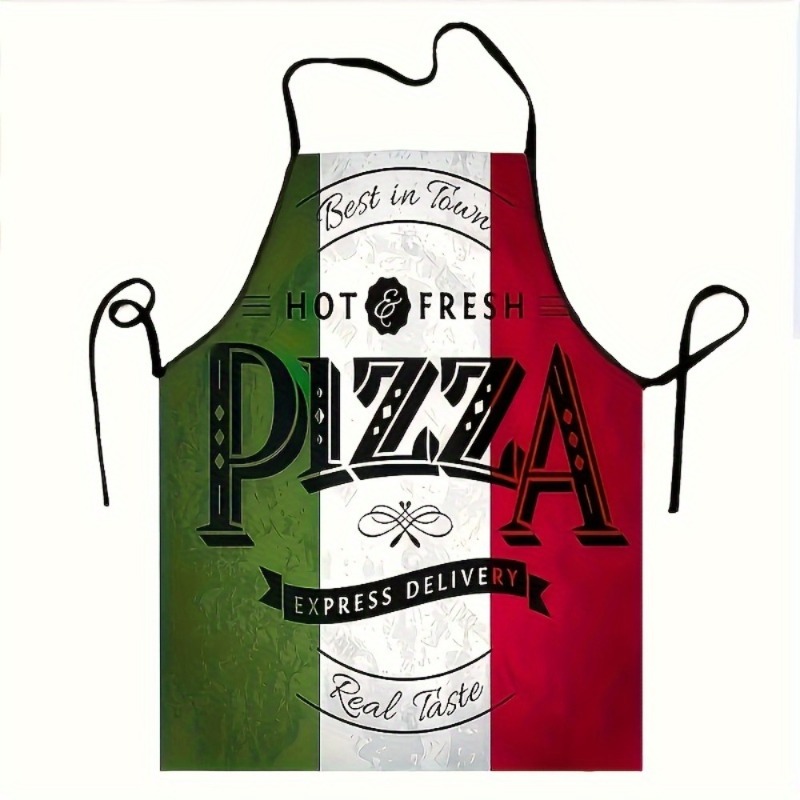 TEMU 1pc Tablier Pizza Rétro Créatif, Motif de Combinaison de Couleurs d'Ancien Drapeau Italien, Tablier Imprimé Unisexe, Tablier de Chef, Convient