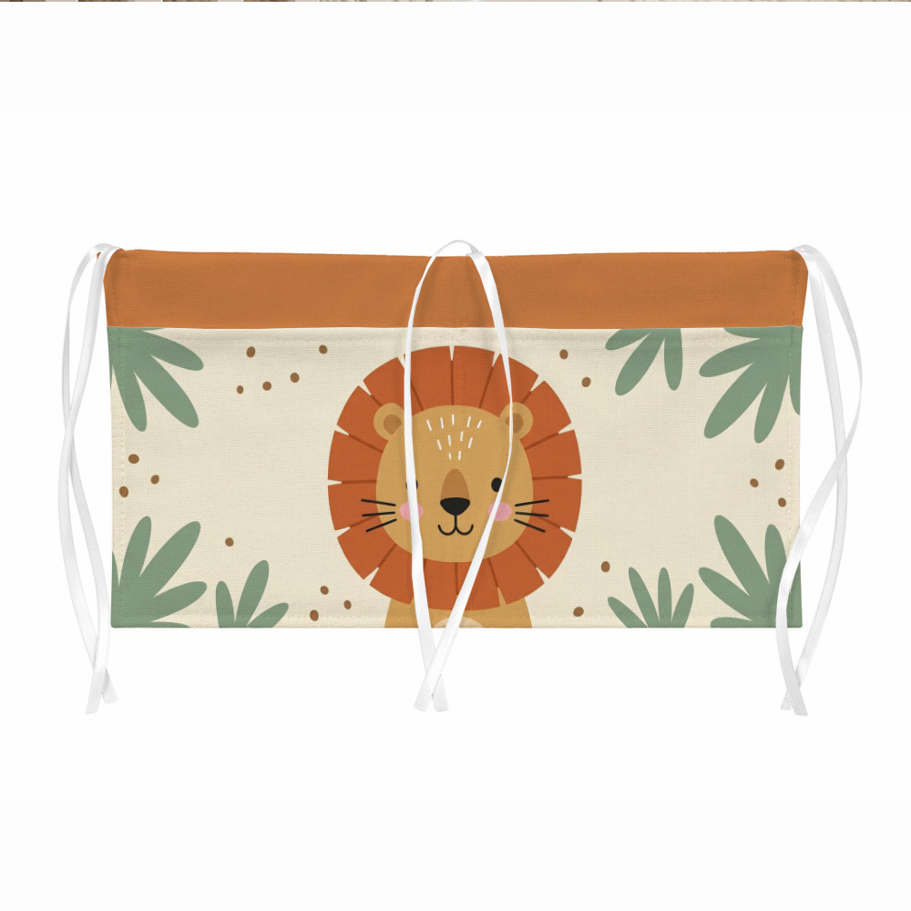 TEMU 1 pièce Sac de suspension tropical à 2 poches avec visage de lion, feuilles et fleurs, sac de rangement et d'organisation , décoration de