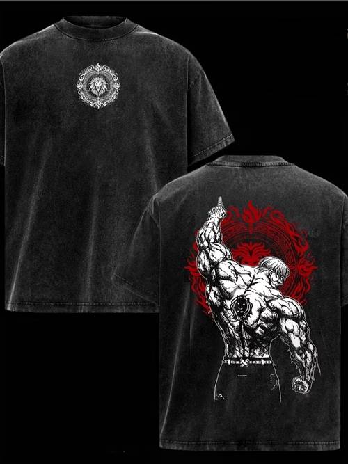 imagen del artículo camiseta vintage para hombre - estampado casual cuello manga corta, adecuada para de vacaciones y deportes casuales, lavable a máquina, top unisex de moda para uso