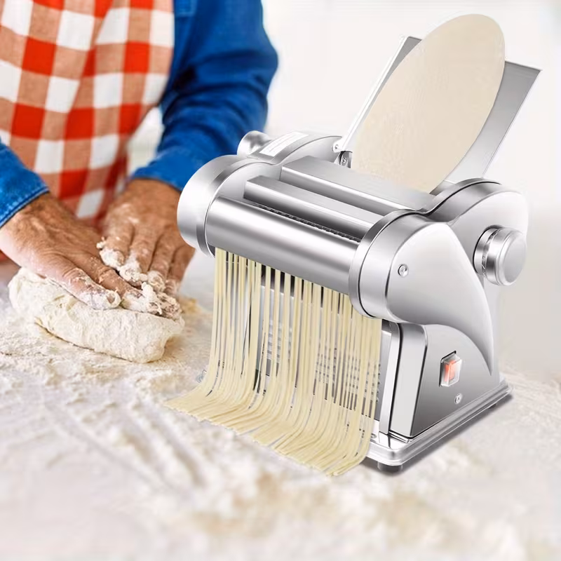 electric automatic pasta maker noodle press stainless steel dough machine with adjustable thickness heavy duty for commercial use suitable for noodles dumpling wrappers pancakes Product details 0