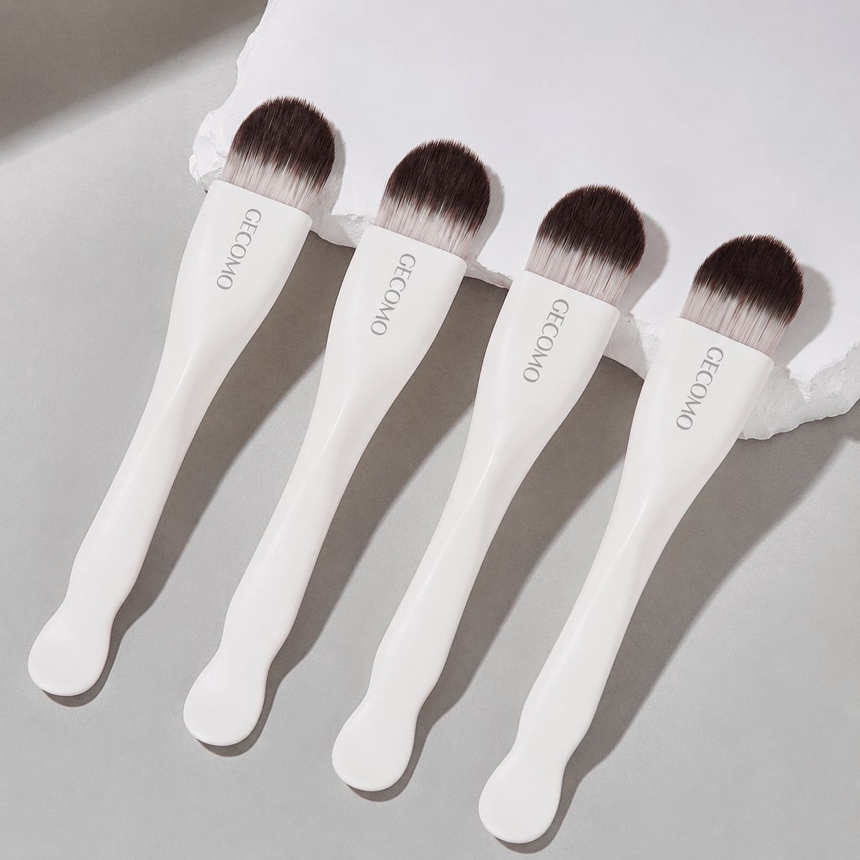 TEMU Set de 2/3/4 brochas para máscara facial de punta GECOMO, aplicador de cerdas sintéticas suaves con forma de lengua, brocha reutilizable para el