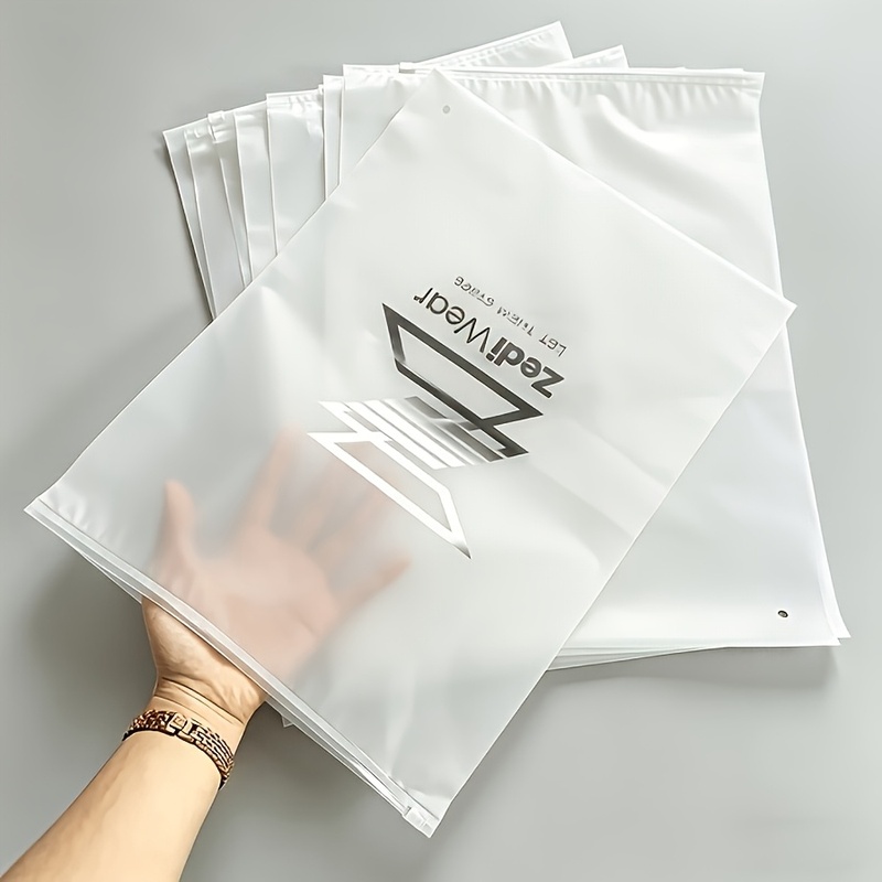 TEMU Custom Matte Plastic Bags, Frosted Surface Plastic Bags, Customizable Logo, Bag With For Clothing Storage, With