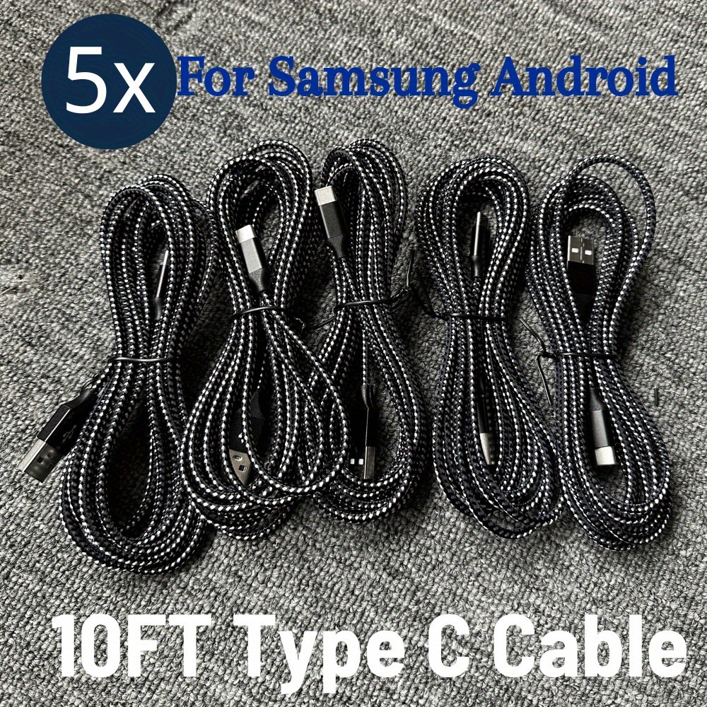 

Braided Usb C Type C Charger Cable Lot Fast Charging 10ft For Xiaomi S23 S20 S21 Cord 5pcs