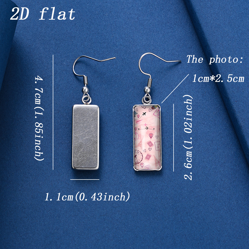 Soft Pink Eiffel Tower & Airplane Pattern Glass Earrings