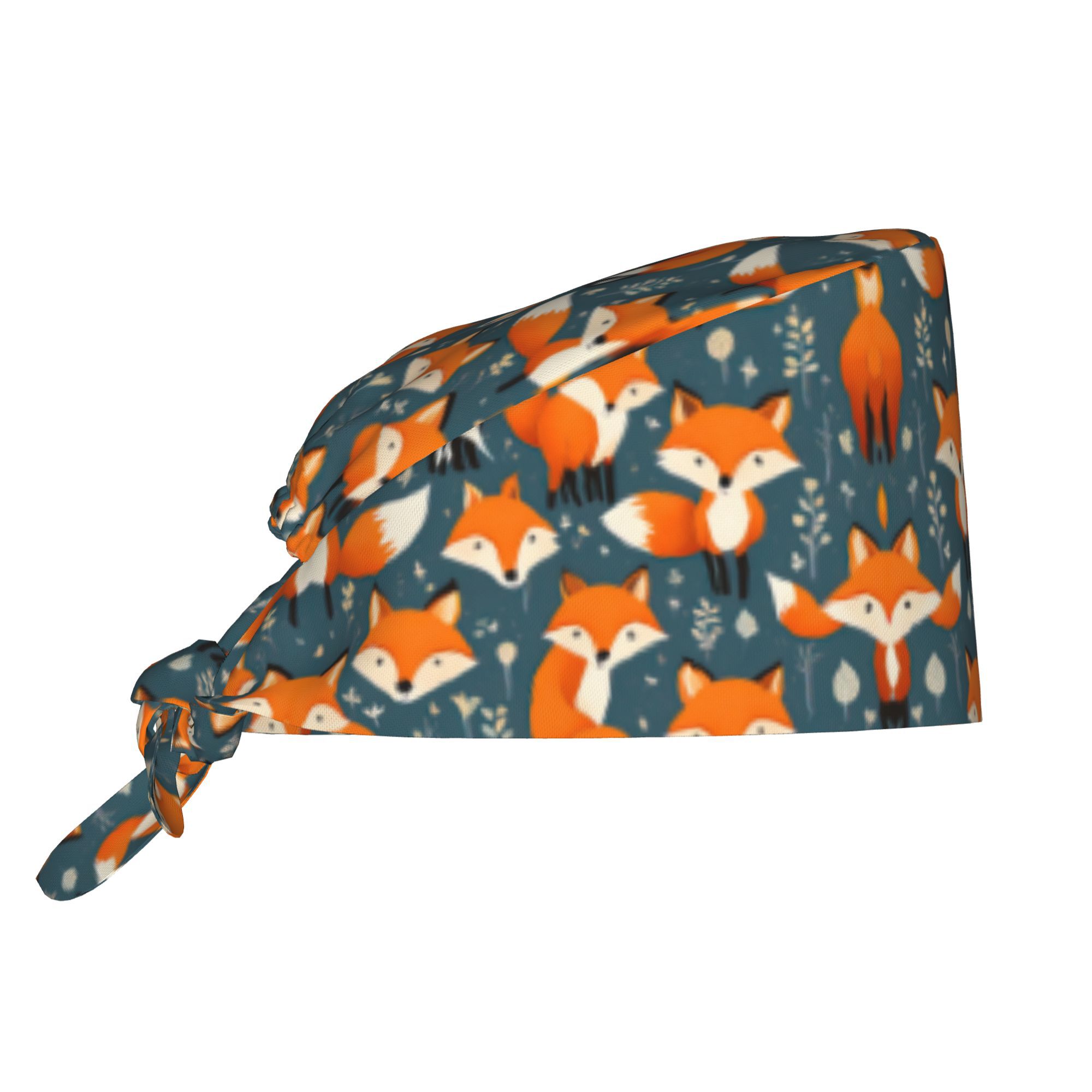TEMU 1pc Adjustable Unisex Printed Scrub Cap, Patterns Animals Fox Pattern Work Hat, Chef & Nurse Headwear, Lightweight Breathable Medical , Father's