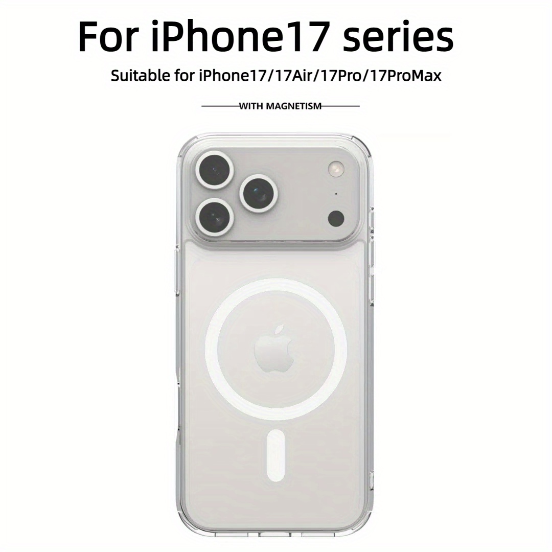 Image of Phone Case - Phone Case: Shockproof For Magsafe Clear Magnetic Wireless Charge Case For Iphone Air 17 Pro Hard Acrylic Back Cover Bumper