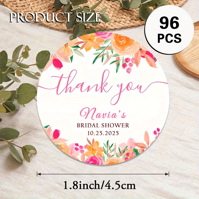 TEMU Autocollants ronds personnalisés pour enterrements de vie de fille, disponibles en lots de 48 ou 96, avec un motif floral . Idéaux pour de fête,