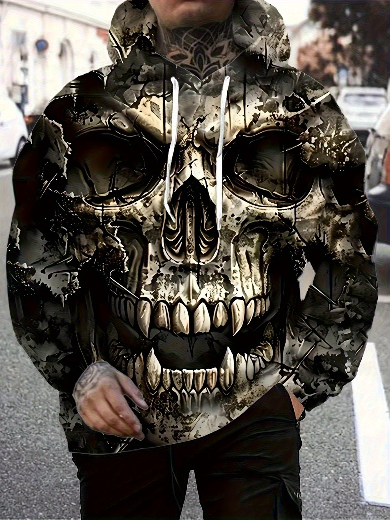 トップス archive camouflage skull printed hoodie Camo Skull All Over Print Zip Up Hoodie for Lovers of Skulls