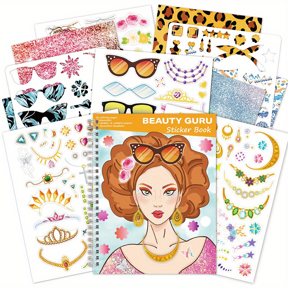 20 sheets of character sketches with 100+ stickers, 6 sheets of material paper - new   coloring and   sticker book for adults & teens, perfect halloween or christmas gift, colouring book, drawing book 0