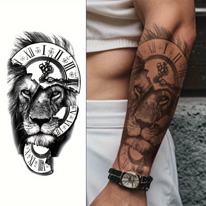 Realistic Temporary Lion Mane Tattoo Stickers Compatible For Temporary Tattoos - Application, Waterproof Body For Parties, Costumes & Themed Events - Temporary Body For Men &