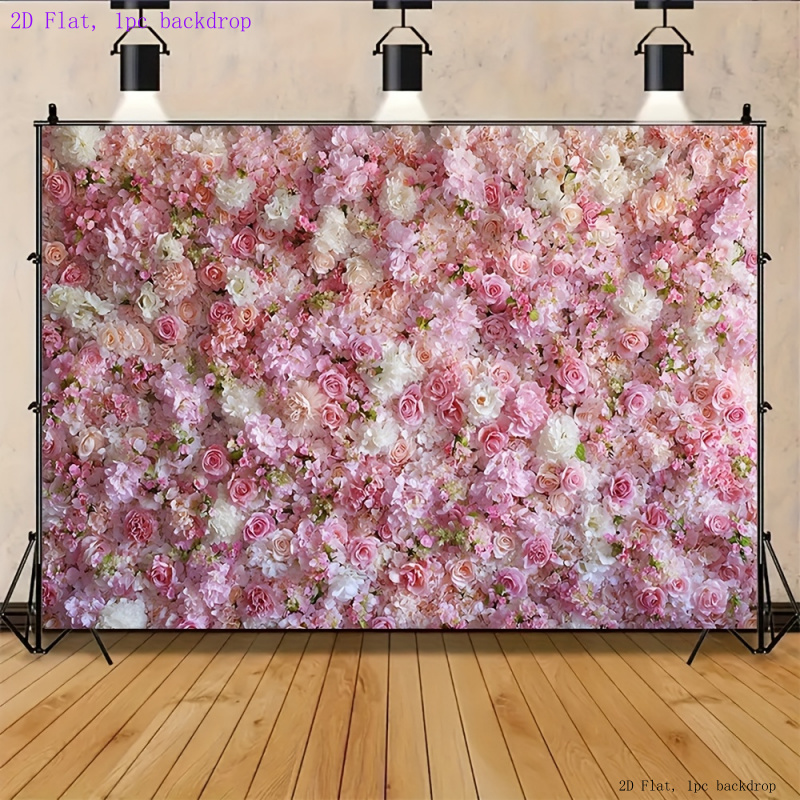 panel de pared floral 2d  , 1 pieza, con rosas   y peonías - papel tapiz de rosas sublimado   para  , baby showers, fondos de fotomatón, decoración, decoración colgante de estilo   rosa/  para habitación, para  , 2d  