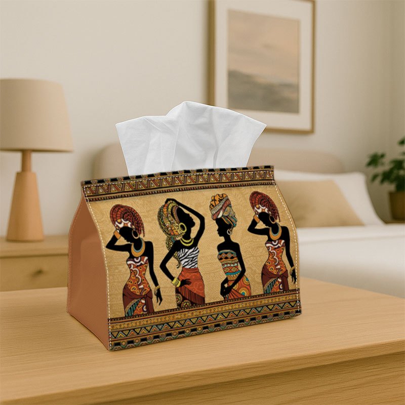 TEMU 1pc Ethnic African Tissue Box Holder - Tribal Figure Design, Party Tissue Box, Multifunctional For Kitchen & Dining, Coffee Table, And Dining