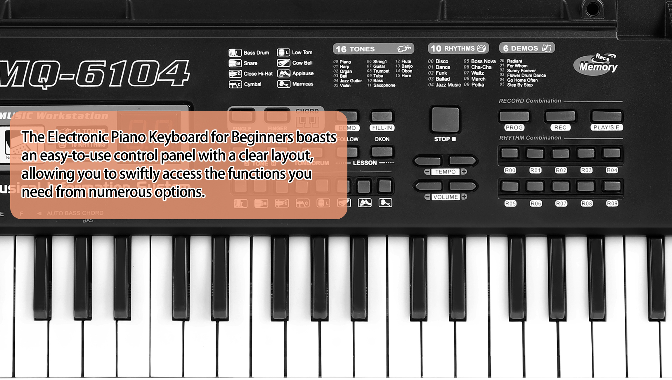 61-Key Portable Keyboard Piano for Beginners with Built-in Speakers, Teaching Mode, Microphone & Music Stand - 25.5-inch Electric Piano Suitable for /s, /