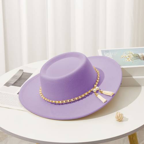 elegant light blue felt fedora hat with tassel stylish panama cap for women lightweight polyester knit design stylish accessory knit texture hat lightweight felt