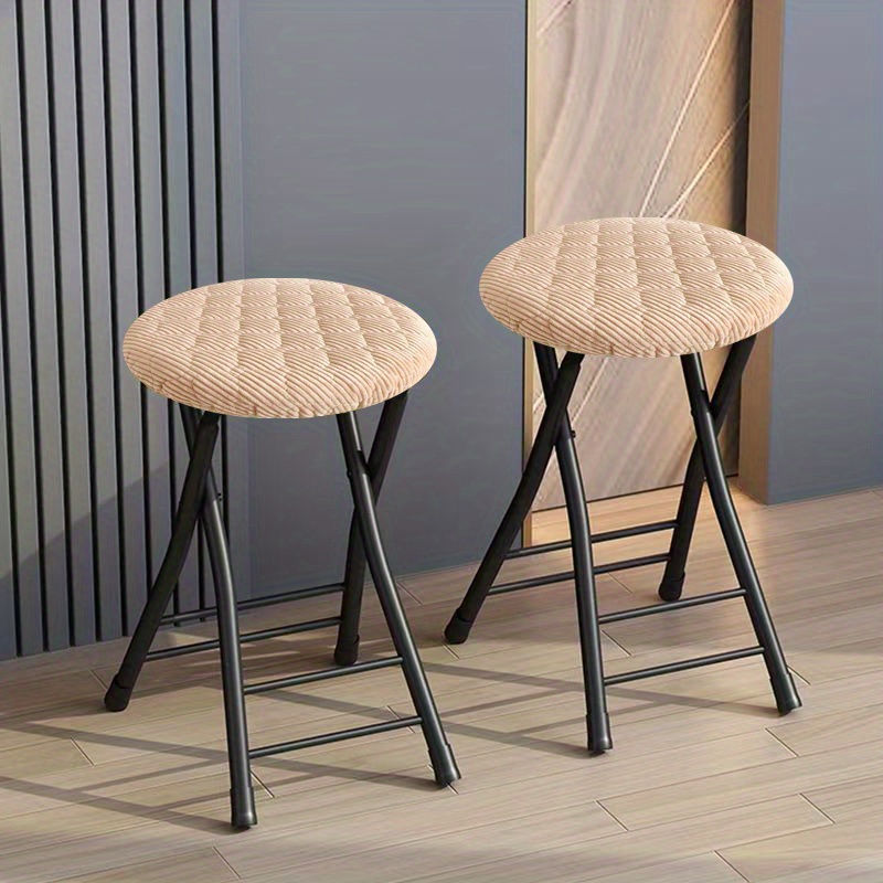 TEMU 2pcs Round Stool Covers Seat Protector With Elastic Hem Machine Washable All Season Use Fit Round Stool Diameter 9.4 To 11in 24 To 28cm Seat