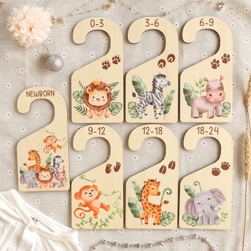 Image of 7pcs Baby Closet Dividers, Animals Baby Clothes Dividers, Baby Clothes Organisation, Infant Clothes Hangers, Baby Shower Gift For Halloween And Christmas