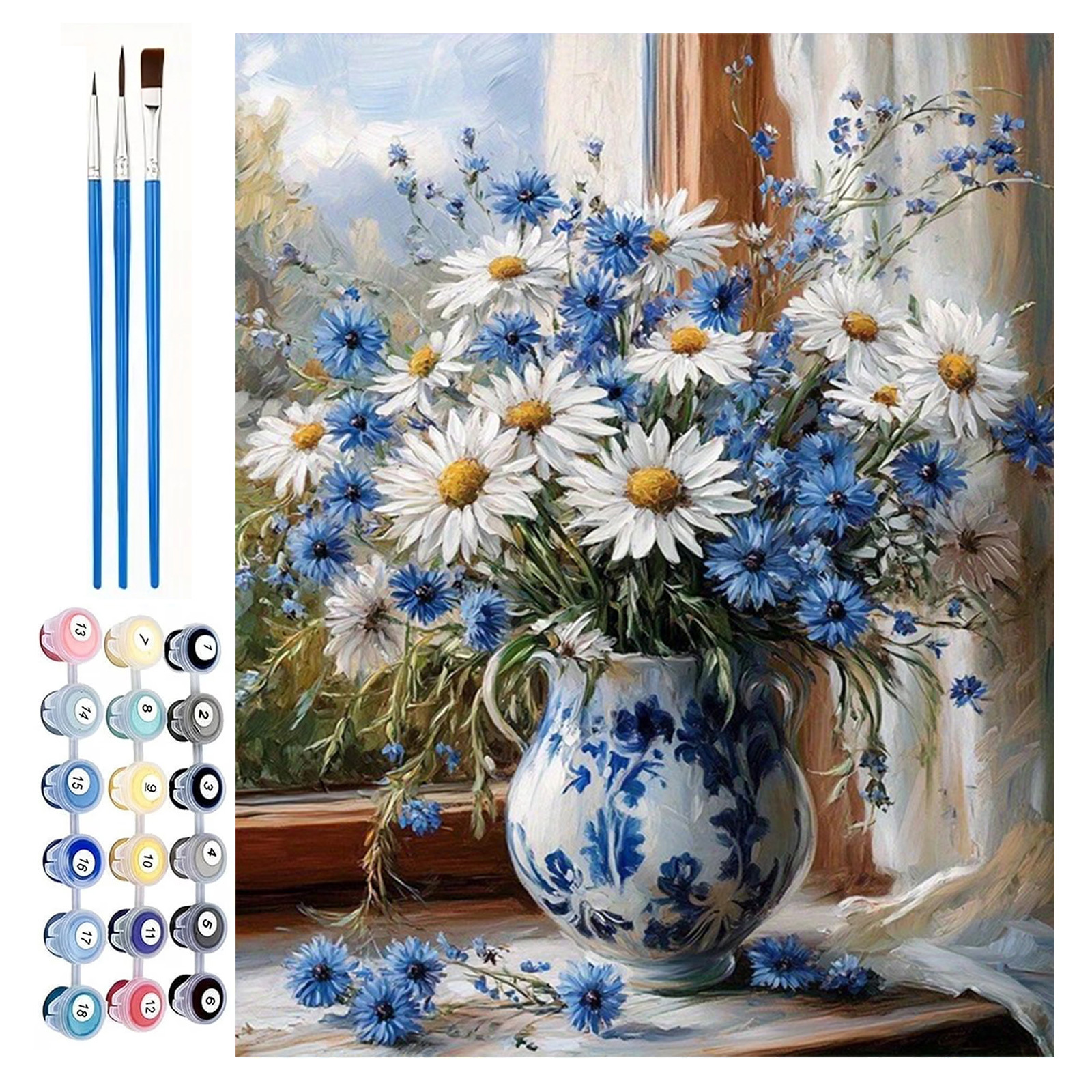 paint by numbers kit for adults beginners 16x20in 40x50cm color canvas easy diy daisy acrylic painting set   home decor gifts for birthdays fathers day christmas mothers day professional art use without frame