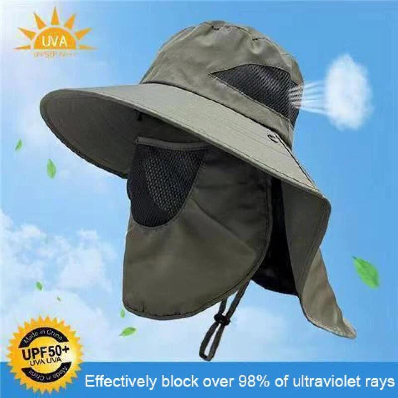 TEMU Hats For Summer With Uv Protection, Ideal For Outdoor Fishing, Featuring A Face And Neck Flap, And Designed For Quick Drying.