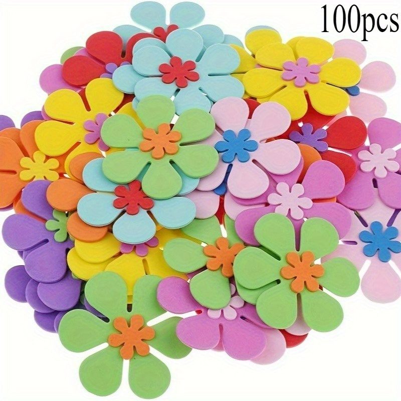 E-shop 100 Stück Selbstklebende Kunststoffblumen - Lebendige Mehrfarbige Kunststoffblumen für DIY-Projekte, Hochzeiten, Verlobungen, Geburtstage,