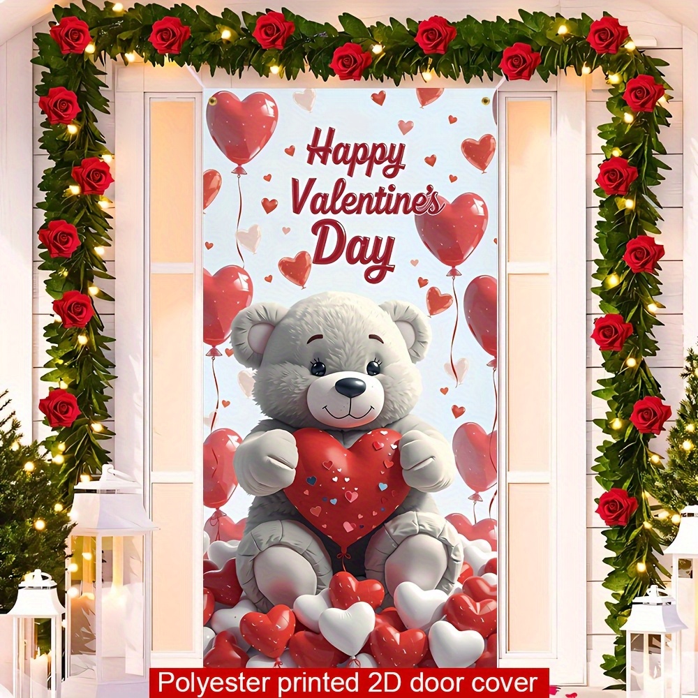 TEMU 2d Flat, 2d Door Banner, 1pc, Valentine's Day Door Banner, Theme, Home And Kitchen Decorative Door Curtain Flag, 2d Door Cover Wall Window