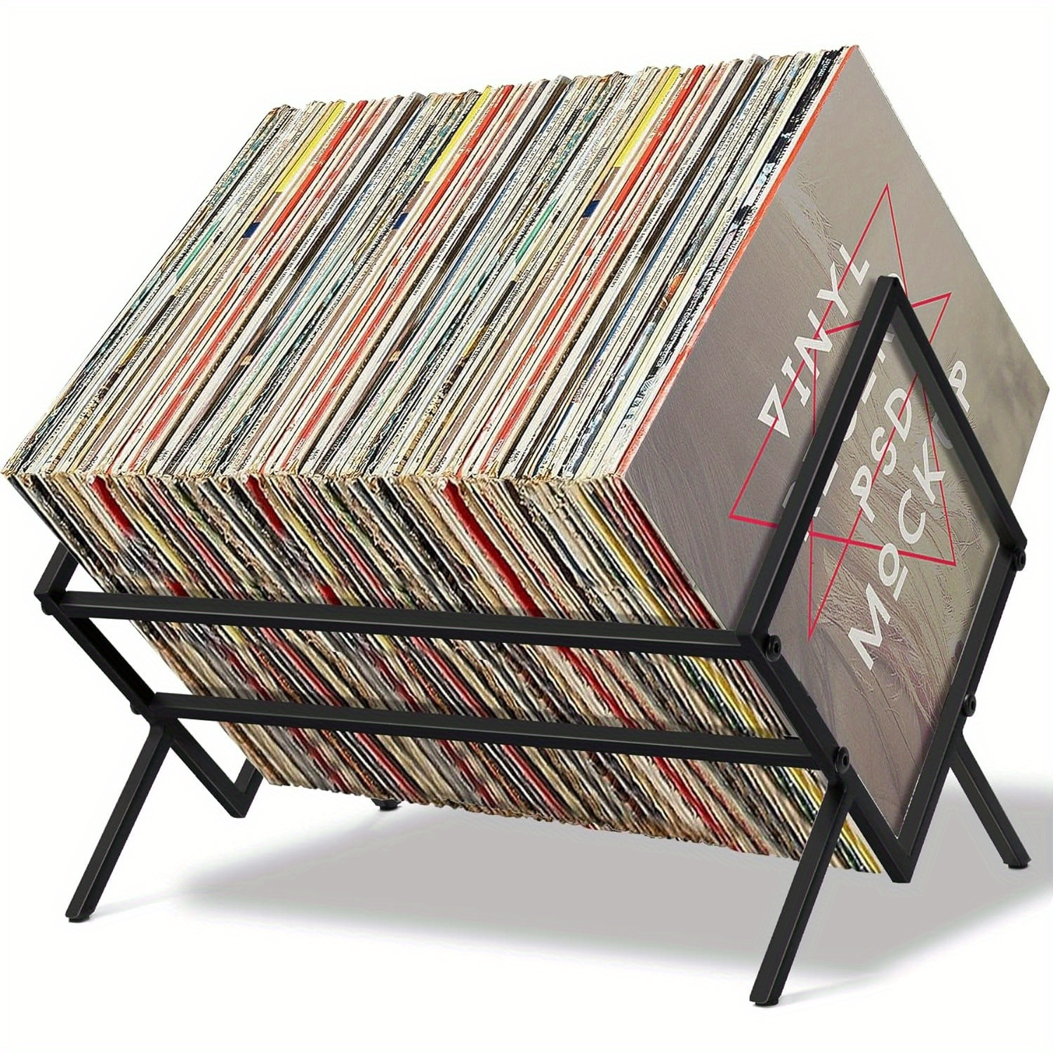 

Record Shelves With Modern Black : Can Store 80- Records-simple - Record Display And Storage-high-end Design- Record-organize Albums-suitable For Books, Magazines And Files