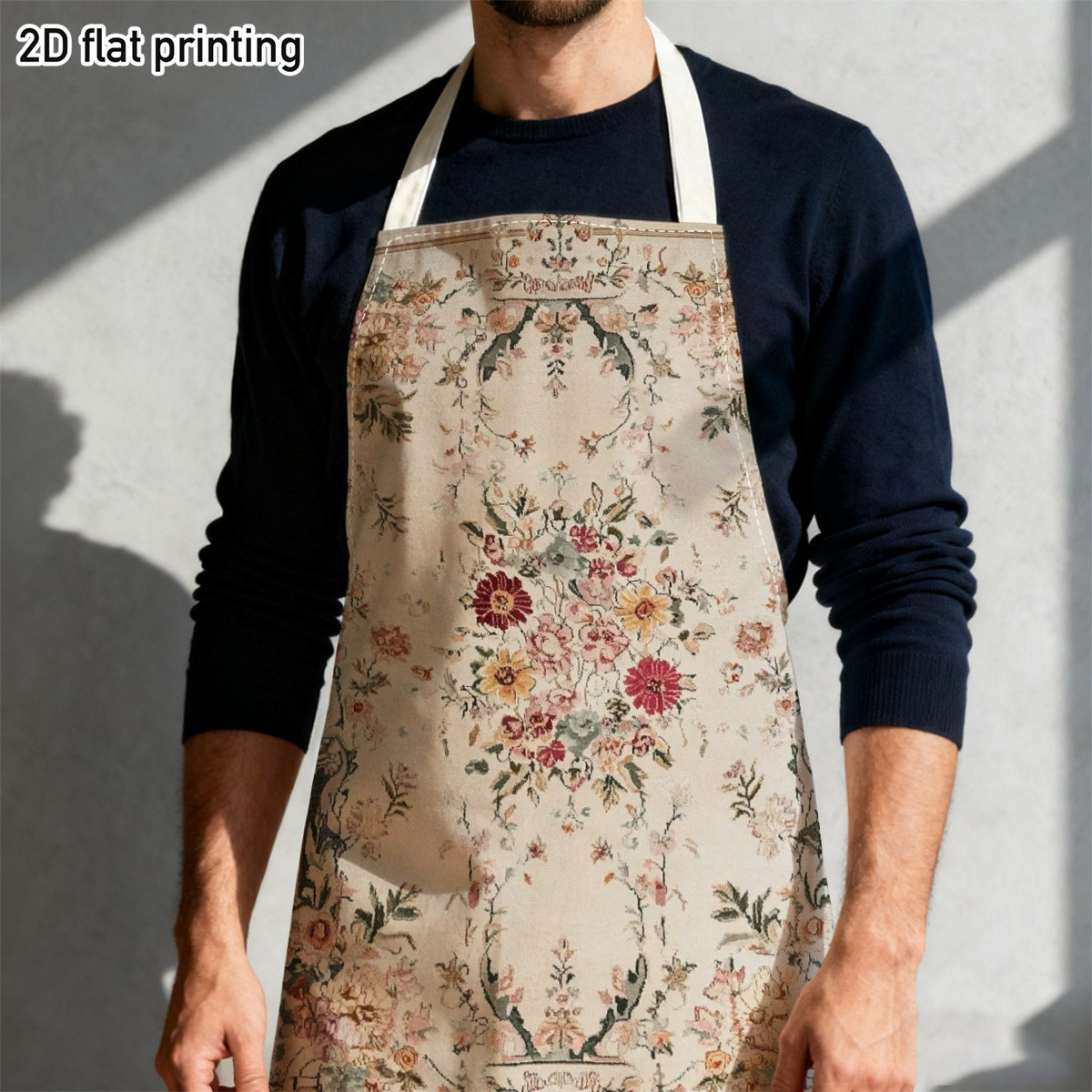 TEMU 1pc 2d Flat Vintage Chef Apron | Elegant Floral , Perfect For , Weekend Baking, Afternoon Tea, For Home Cooks, Family , Linen