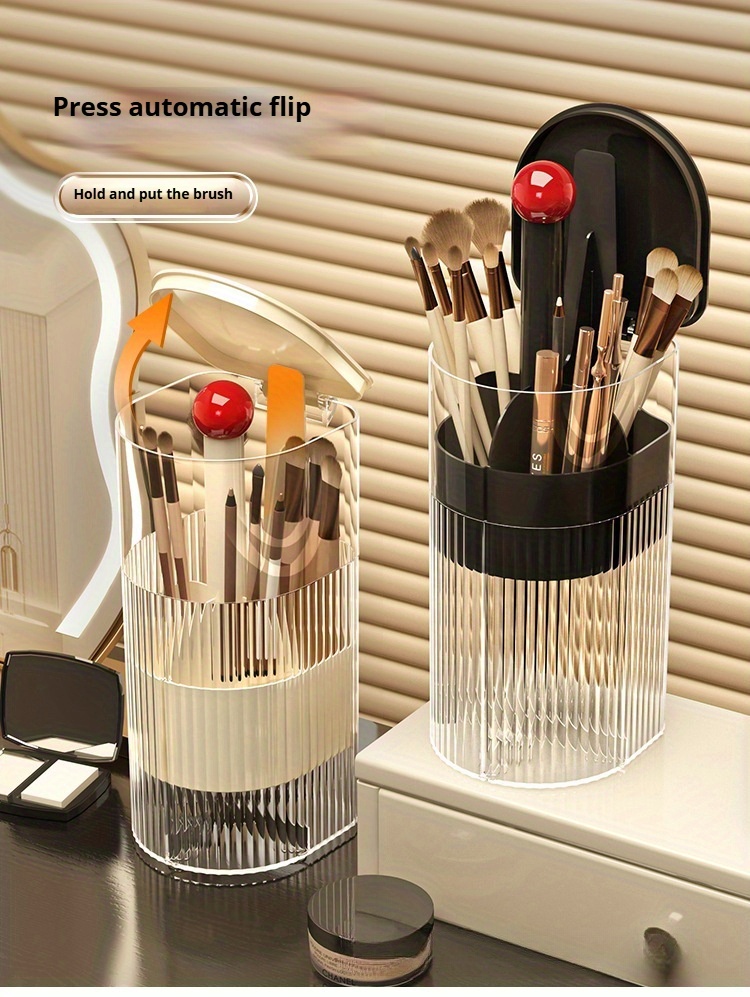 1pc makeup brush storage tube push to dust high end dressing table eyebrow   brush rack automatic lifting brush bucket Product details 3