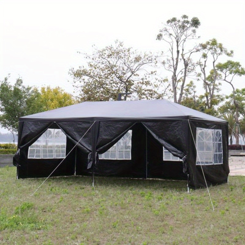 10'x20' Outdoor Party Tent with 6 Removable Sidewalls - Heavy-Duty Canopy Gazebo, High Quality Event Tent with Easy Setup, for Weddings, Parties, Markets, Markets - Black, Tents for Outside Party, Wedding Shelter, Sturdy Rope Support, Reinforced Frame, Market Vendors, Patio Shelter, Durable Construction, Weatherresistant Material, Market Stall Owners