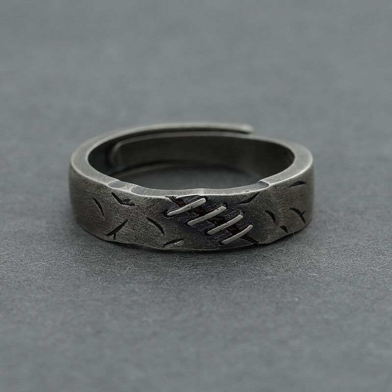 

1pc Retro Scar Ring, Light Luxury Creative Alloy Band With Geometric Pattern, Personality Temperament Jewelry