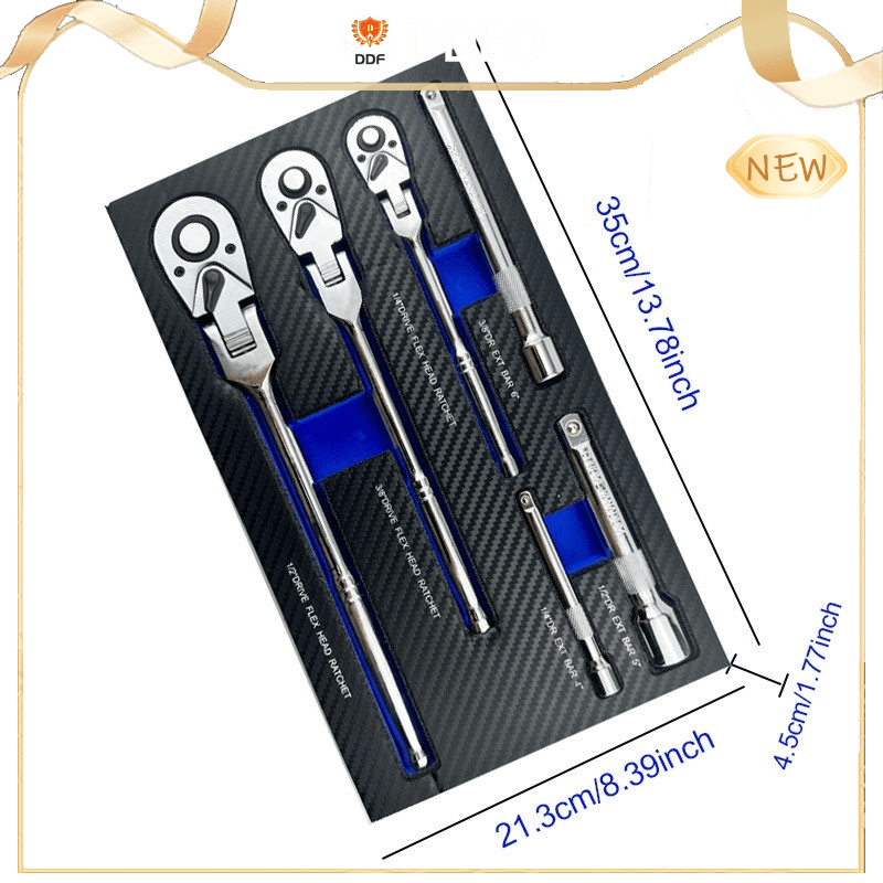 6pcs Flex Head Swivel Ratchet Wrench Set