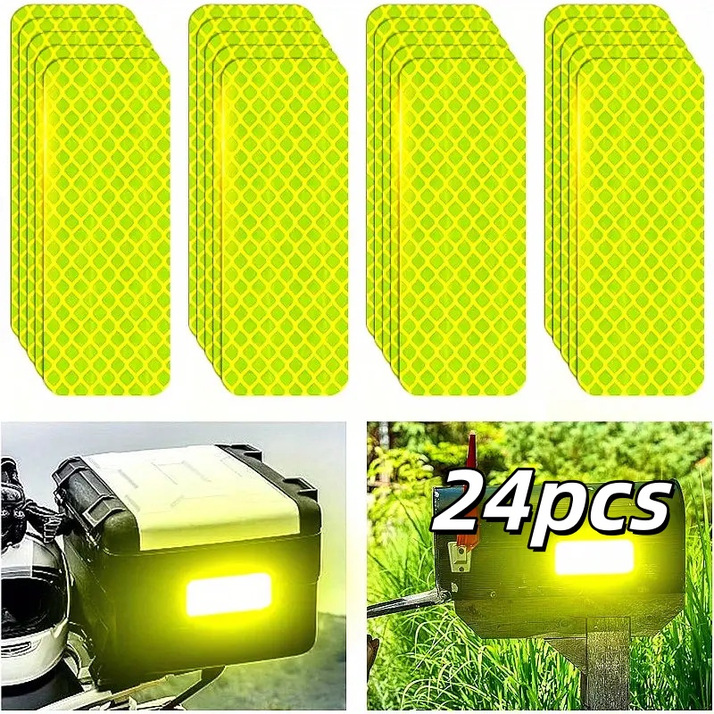 TEMU 24 adesivi riflettenti di ad visibilit�, impermeabili, fluorescente verde, autoadesivi, adesivi di nastro riflettente di avvertimento ad