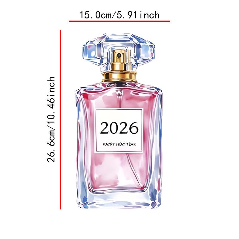 TEMU Elegant Perfume Bottle With 2026 Label - 2-pack Stickers - Durable Vinyl Material, Waterproof And Scratch-, Perfect For Windows, Laptops, And Travel Bags