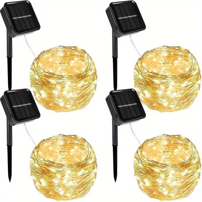 TEMU 4/ 2 Sets Of Outdoor Solar String Lights, Total Length 156 Feet, 400/200 Led Solar Fairy Lights, Suitable For Outdoor Use, 8 , Christmas Tree