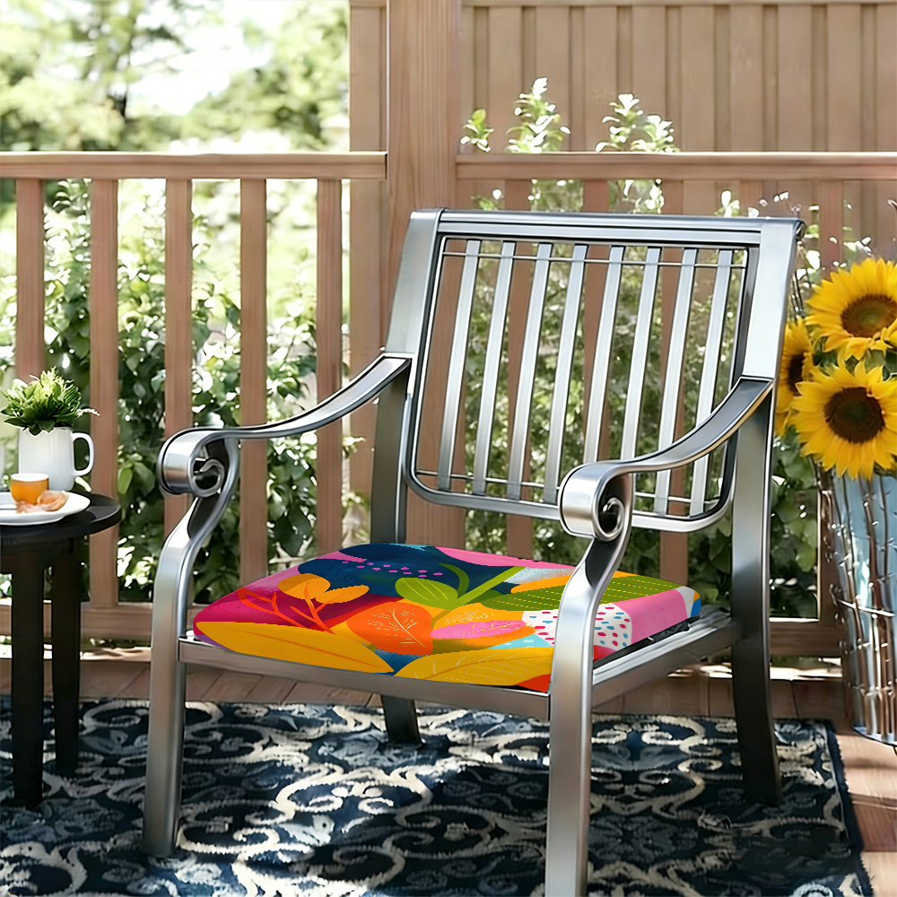 1pc Memphis-Style Flowers Pattern Leisure Seat Cushions, Indoor And Outdoor Seat Cushions, Back Cushions, Size 19.7*17.7*1.57inch, Suitable for Garden Chairs, Office Chairs And Floor Seats. Soft And Comfortable