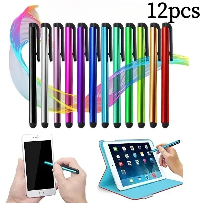 E-shop 12-teiliges kapazitives Stylus-Stift-Set in zufälligen Farben – kein Aufladen oder Batterien erforderlich, kompatibel mit Smartphones, Tablets
