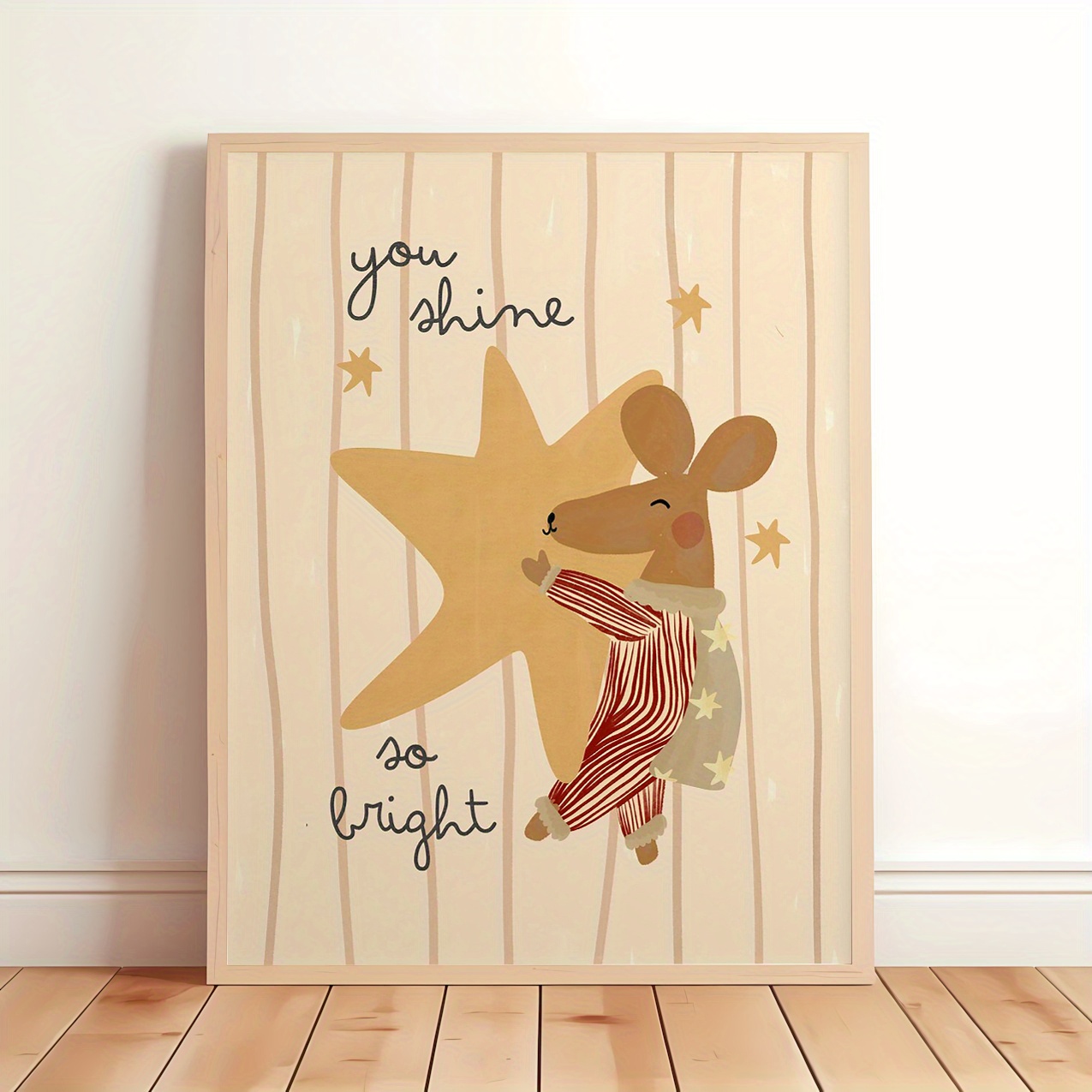 TEMU [2d Flat] 1pc, 2d Flat, So With Prints, Star Boy Room Prints, Mouse Illustration Wall Art, Boy Room Wall Art, Bohemian Style Boy Room Decor, Boy