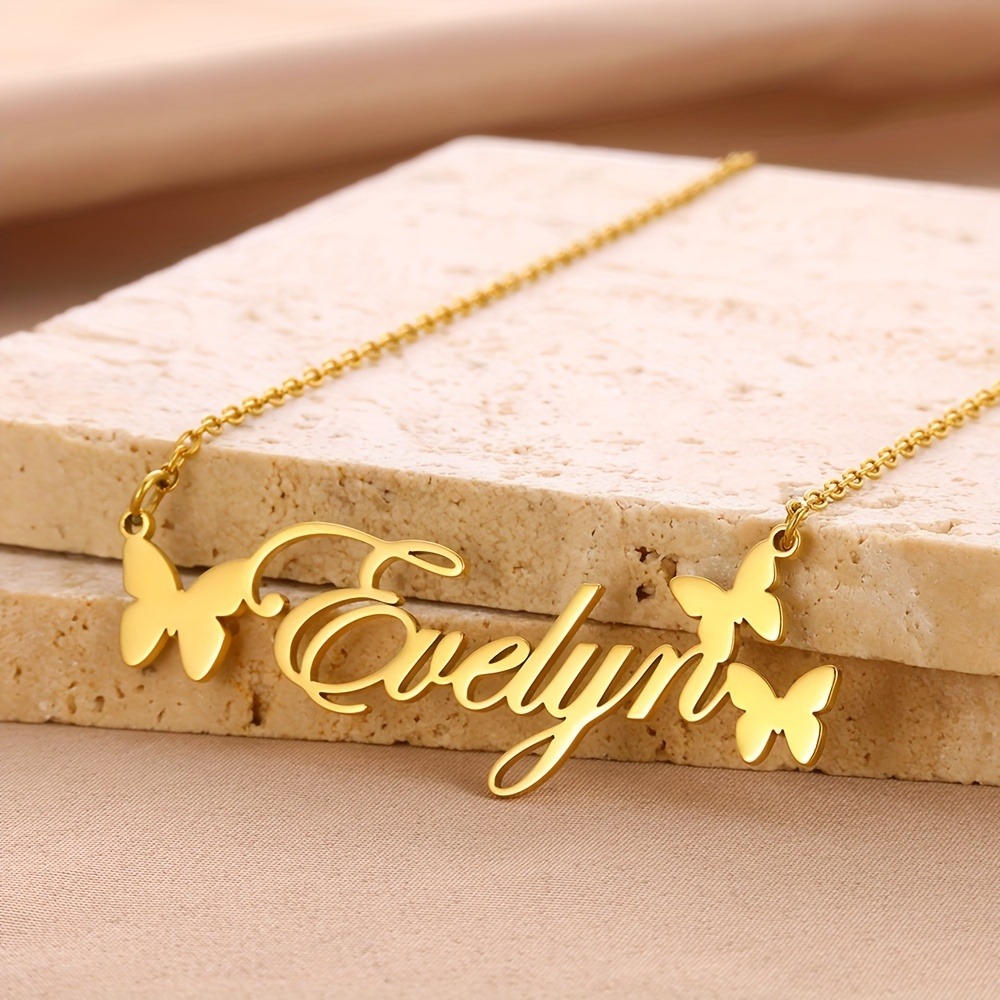 Women's Personalized Butterfly Name Necklace — Custom Design