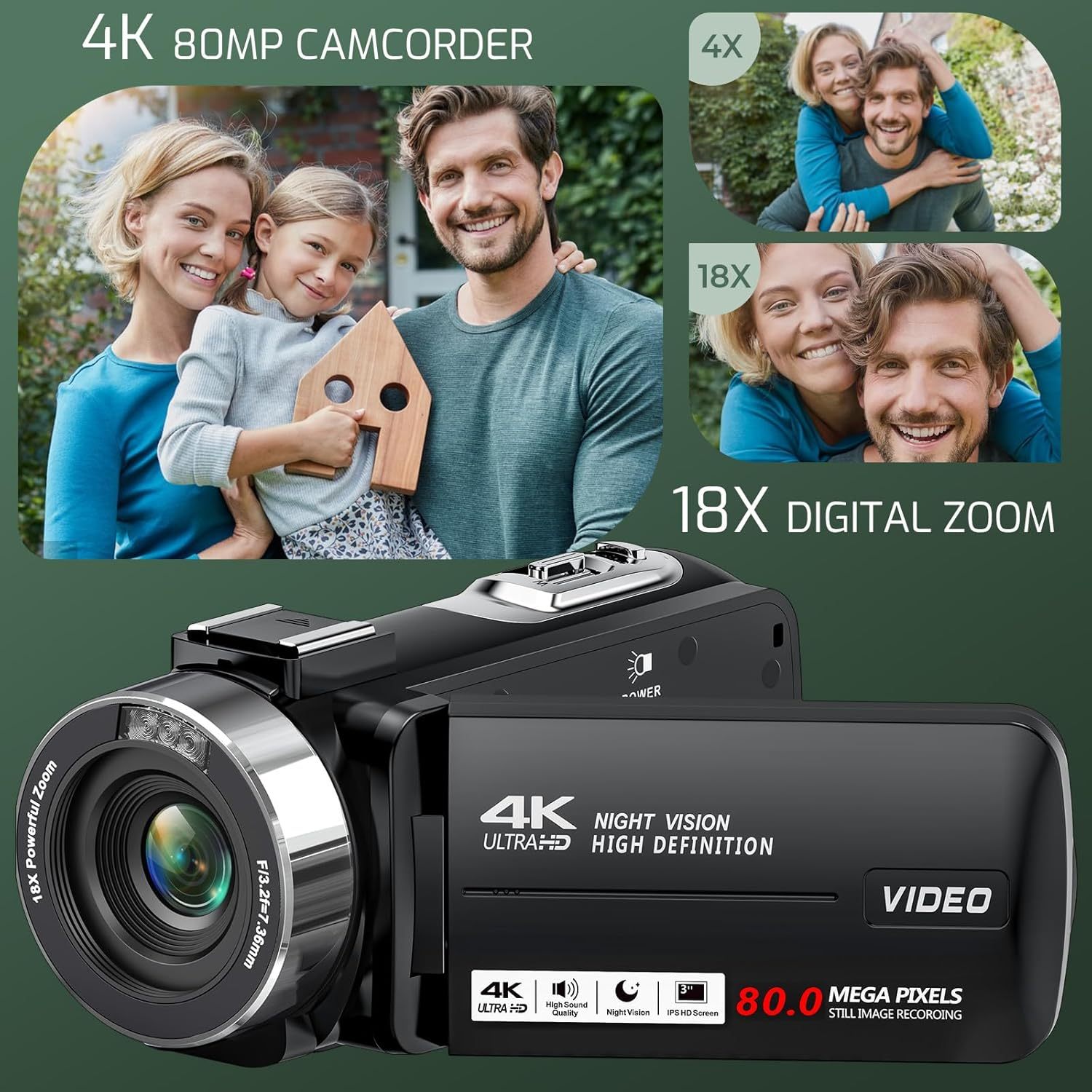 4k video camera camcorder ultra 80mp vlogging camera Temu