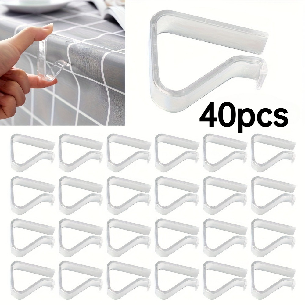 TEMU Large 40pcs Transparent Tablecloth Clips, Plastic Tablecloth Fixing Clips, Windproof Tablecloth Clips, Suitable For Christmas, Home, Wedding,
