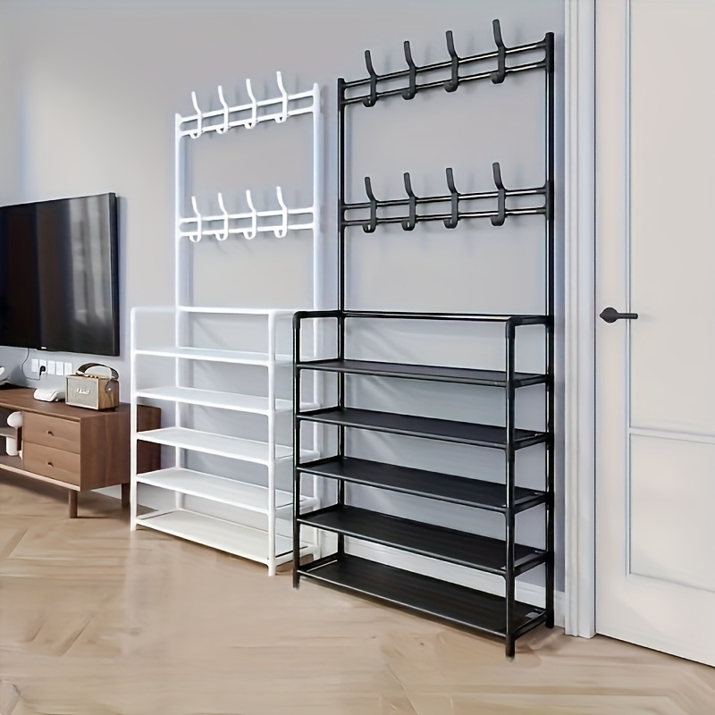 Heavy-Duty 5-in-1 Valet & Suit Stand with 8-Hook Coat Rack, Shoe & Umbrella Holder - Stainless Entryway Storage Organizer Suitable for Hallway, Mudroom, Foyer - Space-Saving Freestanding Furniture, Easy Assembly for /Office/Hotel
