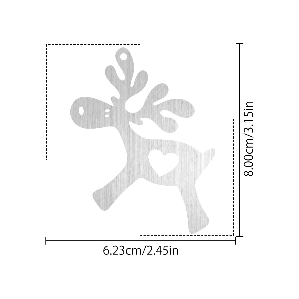 TEMU 1 pz Ornamento natalizio da appendere in acciaio inossidabile a forma di renna, decorazione a forma di renna con cuore traforato, decorazione