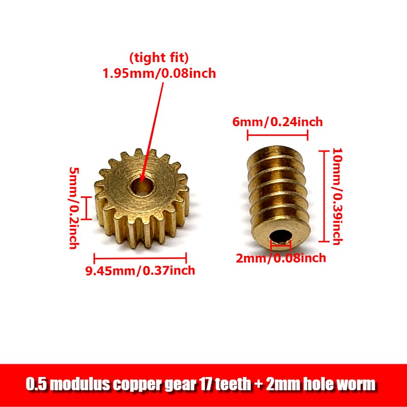 1 X 0,5 Modulio Varinis Pavarų Rinkinys + 1 X 2 mm Skylės Kirmėlinis Pavarų Rinkinys
