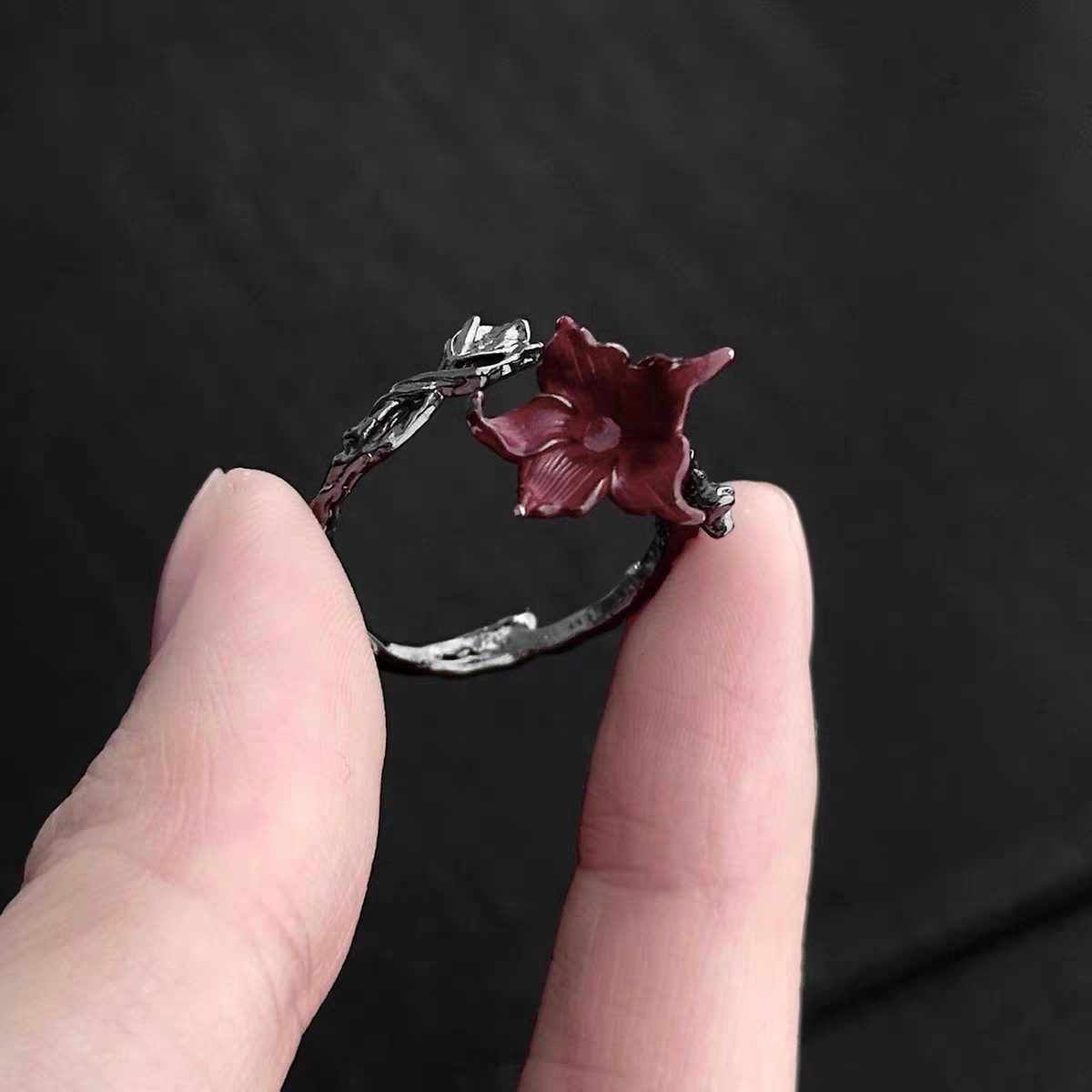 TEMU Dark Gothic Mandala Ring, Retro Style, , Open Finger Ring, Unique And Exquisite Ring