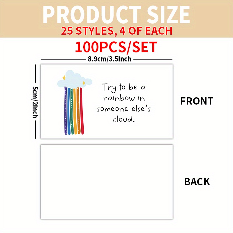 TEMU 100pcs Mini Cartes de Citations Inspirantes pour Amis, Famille & Appréciation des Employés - Parfaites pour & les Affirmations
