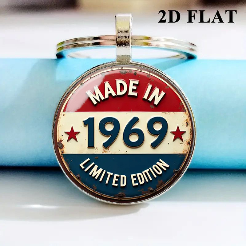 TEMU 1pc 2d Retro Made In 1969 Edition Round Alloy Keychain, Trendy Accessory For Bags & Cars, Perfect Gift For Birthday, Father's Day, Retirement,