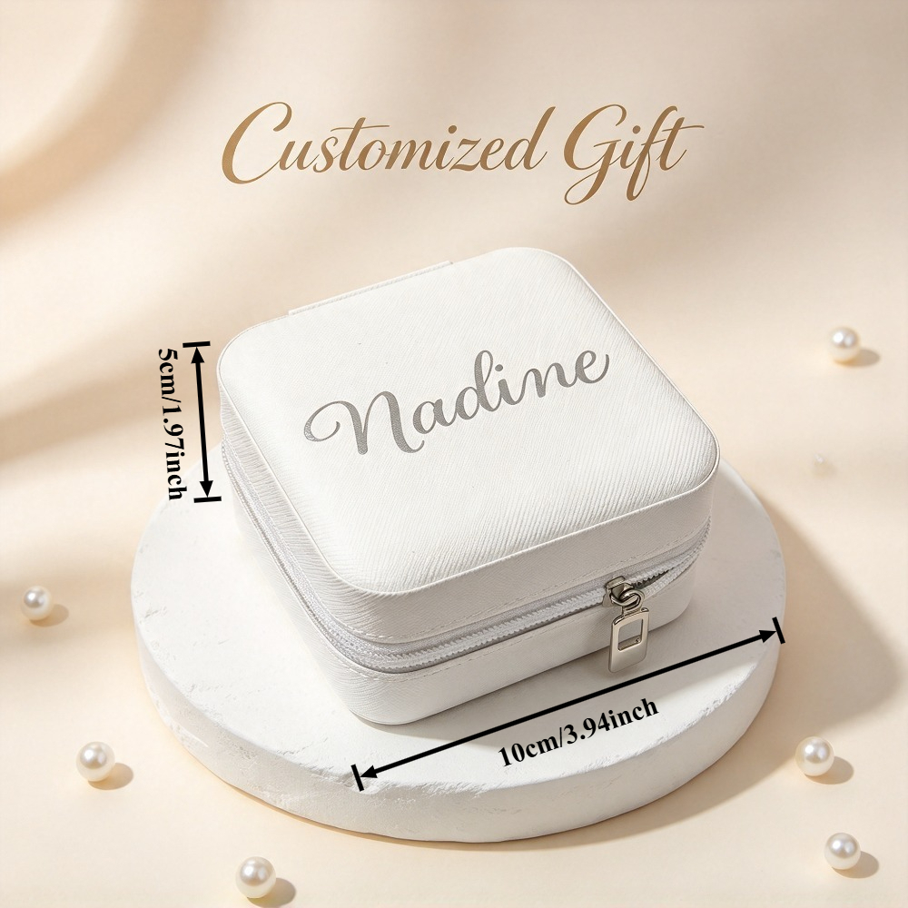 Custom Name Engraved Travel Jewelry Box, Organizer