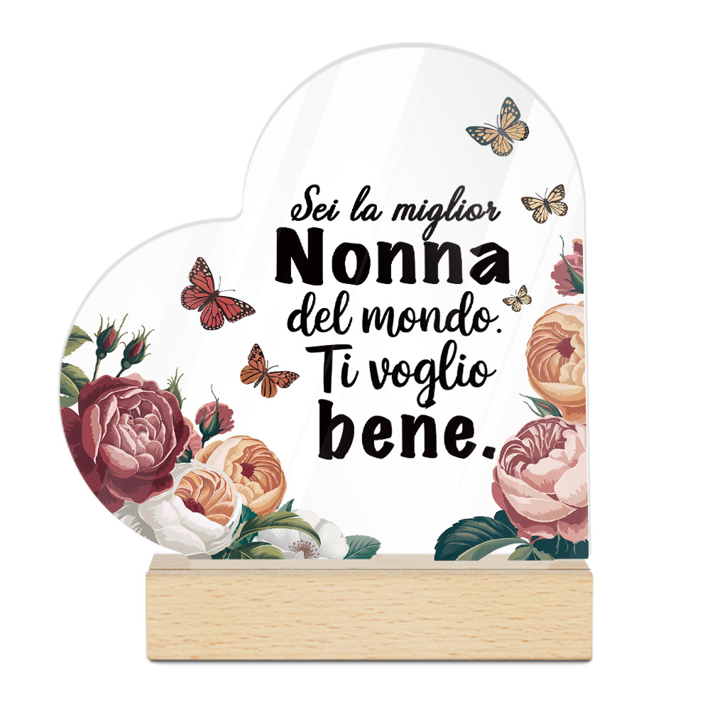 TEMU 2d Flat, Heart-shaped Acrylic Sign - "you're The Best Grandma In The World, I Love You" - Ideal For Home, Room Desktop Decor, Perfect Gift,