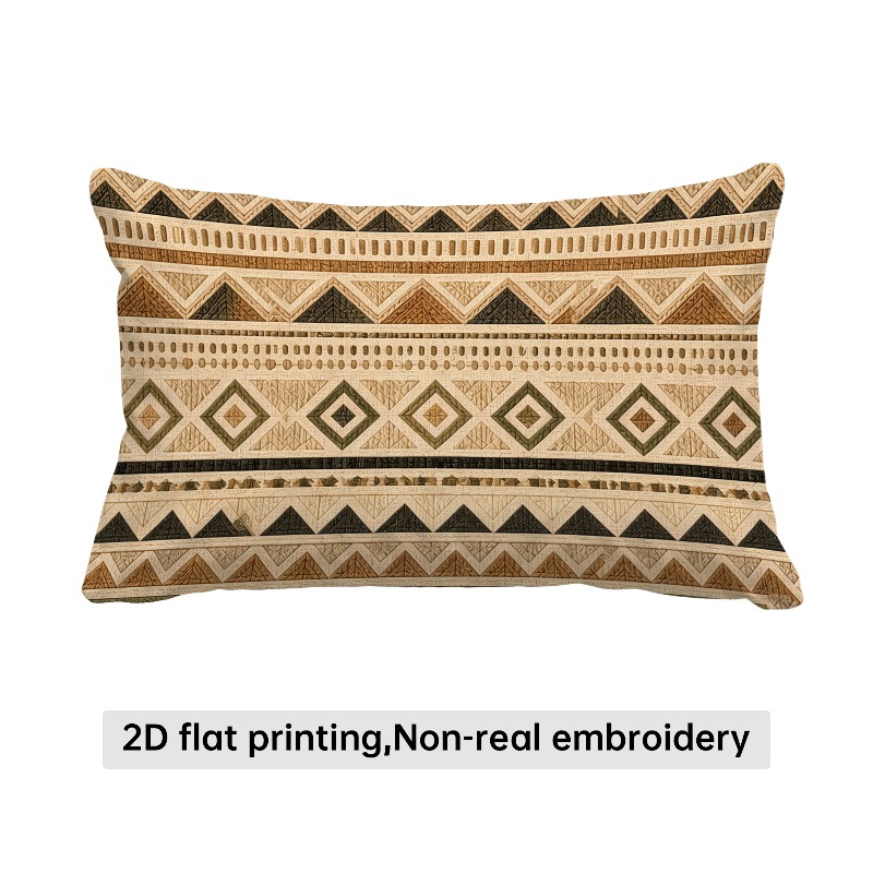 TEMU de almohada de 1 pieza con temática bohemia étnica de rayas geométricas, estampado de tribal de triángulos y rombos en , para cojín, 30*50cm,